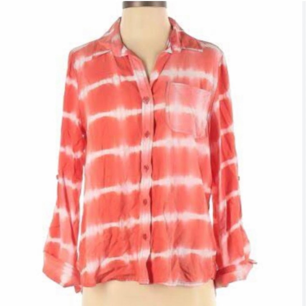Velvet Heart Tie Dye Button Front Tunic Shirt Small